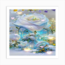 White Rose In The Snow Art Print