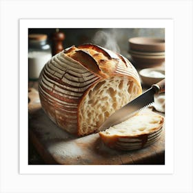 Bread On A Wooden Cutting Board Art Print