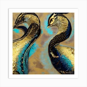Abstract Peacocks Art Print