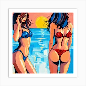 Two Women In Bikinis 4 Art Print