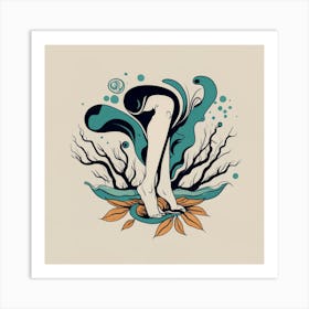 Feet sea waves on branch Art Print