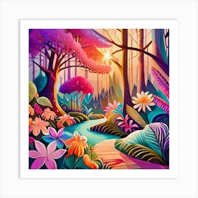 Colorful Forest Painting Art Print