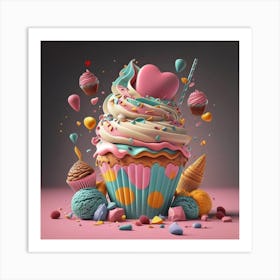 Cupcake 3d Art Art Print