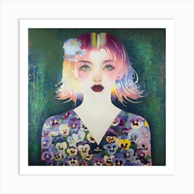 Girl With Flowers 2 Art Print