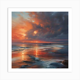 Sunset at the sea 1 Art Print