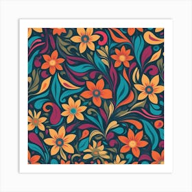 Floral Seamless Pattern 2 Art Print