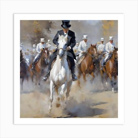 OIL PAINTING OF HORSE SOLDIERS Art Print