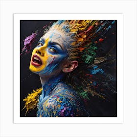 woman Paint Splash Canvas Print Art Print