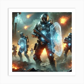 A Futuristic Sci Fi Scene Focusing On Shieldbearer Art Print