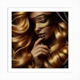 Beautiful Young Woman With Long Wavy Hair Art Print