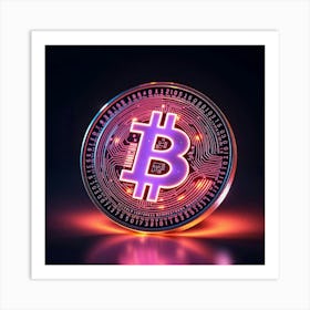 Bitcoin Symbol On A Black Background Art Print