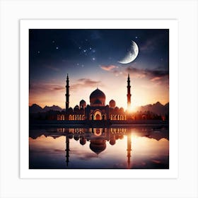 Islamic Mosque At Dusk Art Print