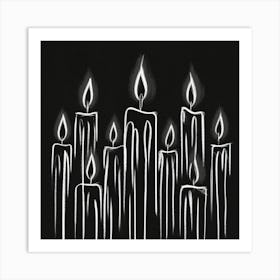 Candles On A Black Background Art Print