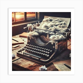 Typewriter With Clouds Art Print