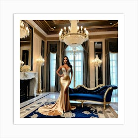 Woman In A Gold Gown Art Print