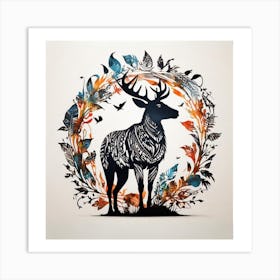 Deer In A Wreath Art Print