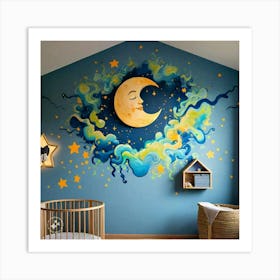 Moon And Stars Art Print