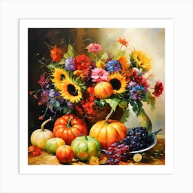 Retro Pumpkin Patch Serenity Art Print