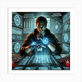 A Sci Fi Scene Showcasing Kael Drayen Hacker Savant Art Print