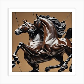 Two Horses On A Carousel Art Print