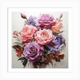 Roses In A Vase 2 Art Print