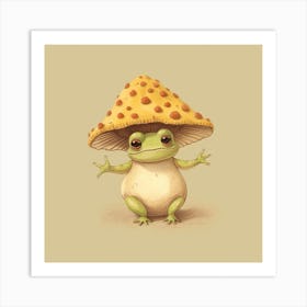 Silly Frog Wearing A Mushroom Square 2 Art Print