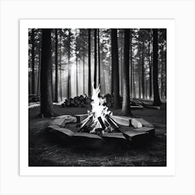 Campfire In The Woods 13 Art Print