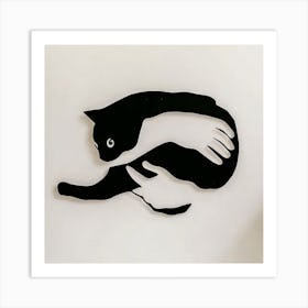 Cat In Hand Art Print