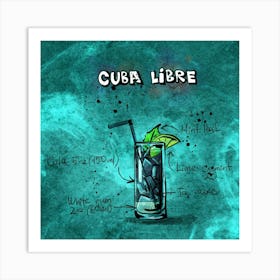 Cocktail Cuba Libre Alcohol Nature Party Recipe Drink Art Print