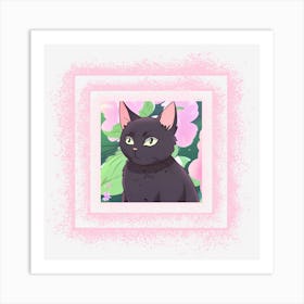 Black kitten abstract art Art Print