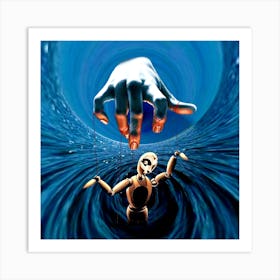 Peace - hand - sea - dove - photo montage Art Print