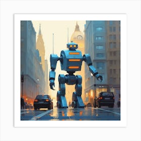 Robot On The Street 59 Art Print