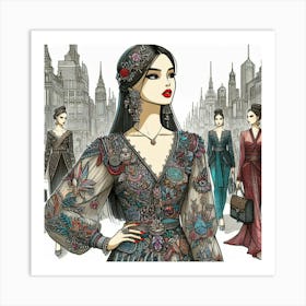 Chinese Fashion Art Print