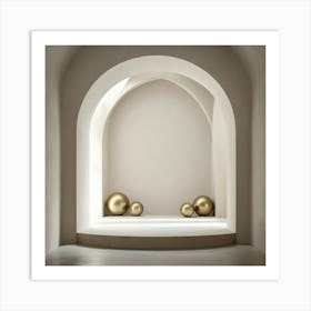 Golden Spheres In A Room Art Print