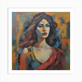 Woman With Long Hair Art Print