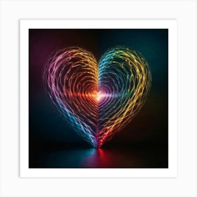 Heart Shape With Colorful Lights Art Print