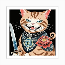 Cat With Sword Art Print