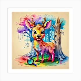 Deer In The Forest 39 Art Print