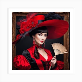 Victorian Woman With Fan 2 Art Print