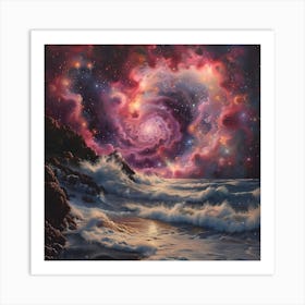 Galaxy At The Beach, Impressionism And Surrealism Art Print