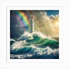 Rainbow Lighthouse Art Print