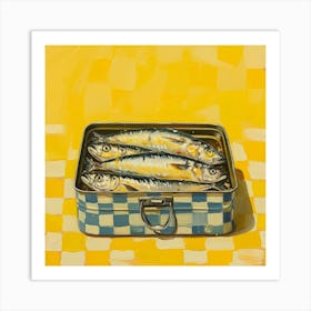 Sardines In A Tin Checkerboard Yellow Art Print
