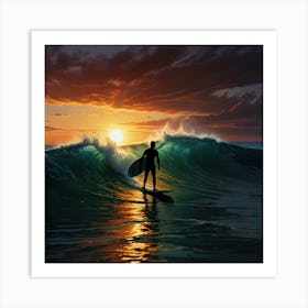 Surfer At Sunset 10 Art Print