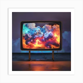 Tv With Clouds Art Print