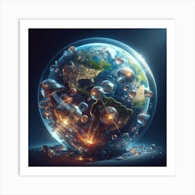 3d Rendering Of A Globe With Water Art Print