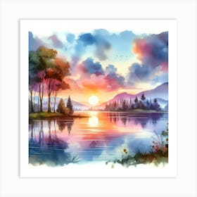 Watercolor Landscape Painting 10 Art Print