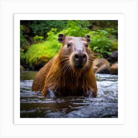 Beaver In The River Art Print