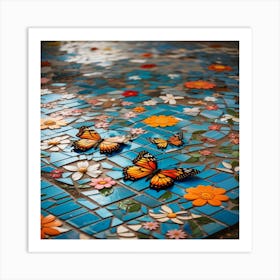 mosaic_floor_with_flowers 2 Art Print