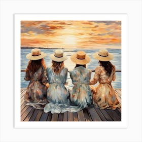 Three Friends At Sunset Art Print