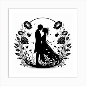 Silhouette of Couple 4 Art Print